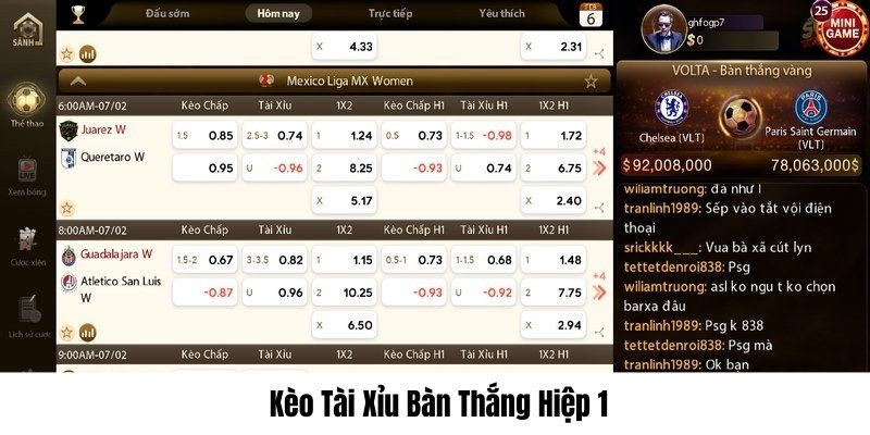 Trải nghiệm cược tổng bàn thắng trong hiệp 1